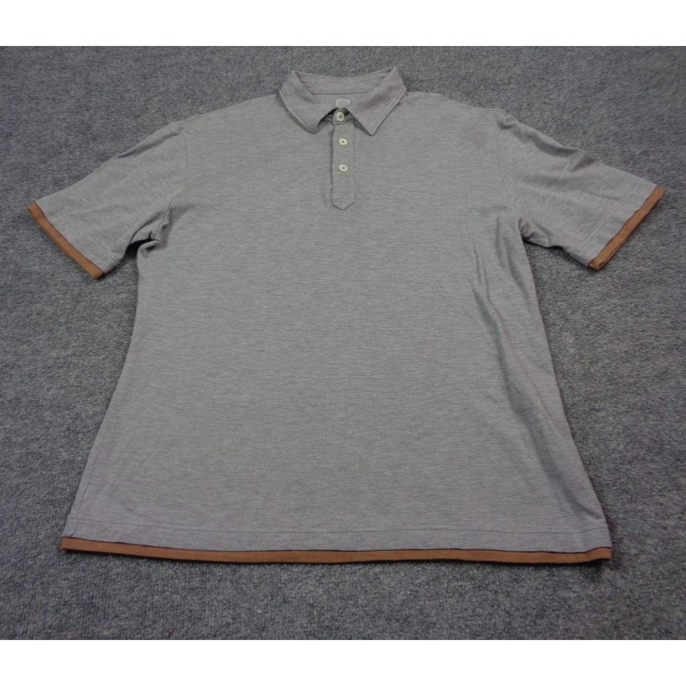 Eleventy Polo Shirt Platinum Special Collection Men L Gray Short Sleeve Cotton